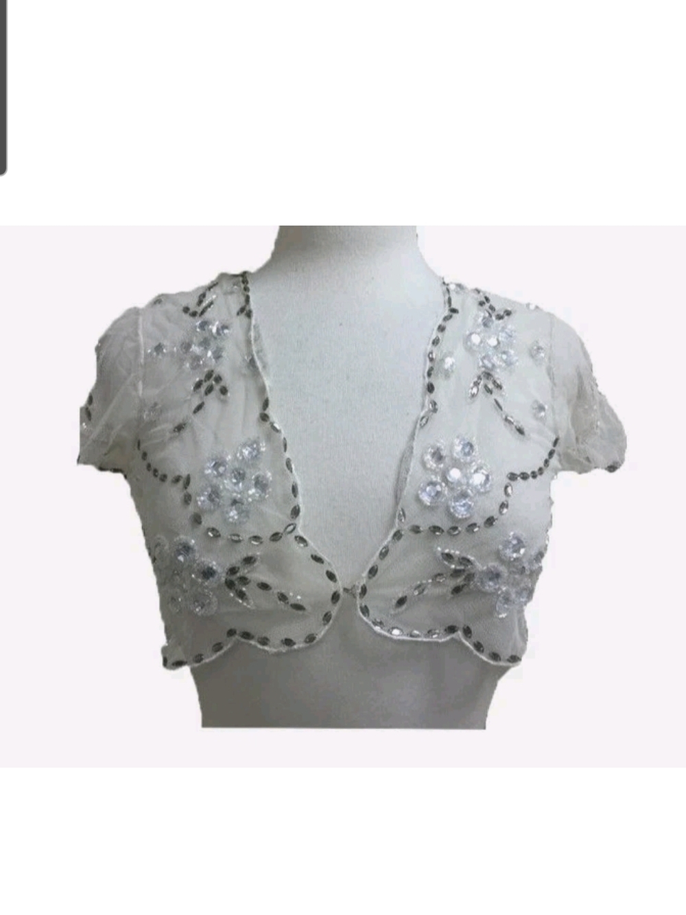 Betsey Johnson Dress Shrug Bolero Women's Sequin Beaded, Cap Sleeve Sheer